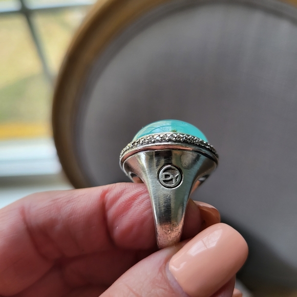 David Yurman aqua chalcedony and pave diamond ring with matching bangle - Picture 3 of 13